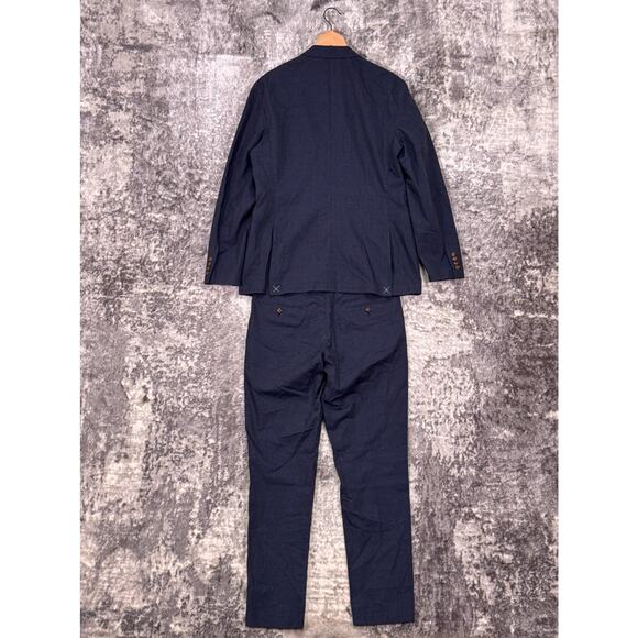 New J Crew Ludlow Slim Suit 41 R Mens Blue Check Portuguese Cotton Linen - Picture 3 of 15